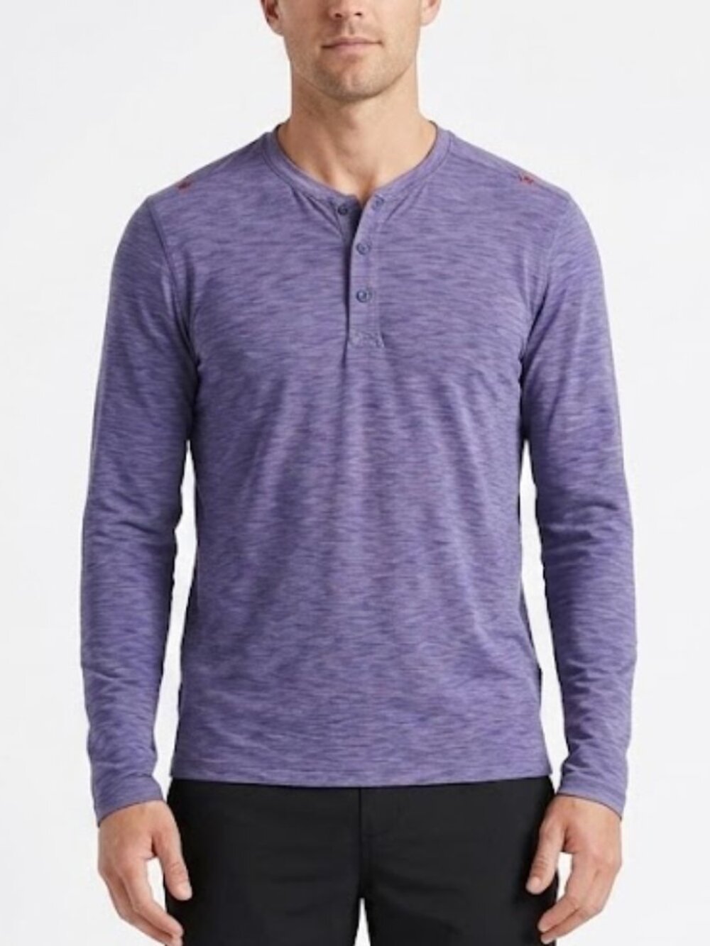 Rhone Long Sleeve Henley Heathered Purple Athletic Shirt Size S
